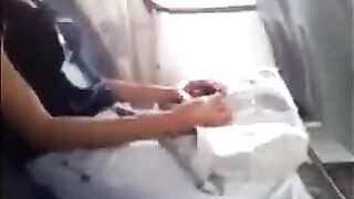 A young guy masturbates his dick while a pretty girl is watching