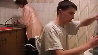 The mom gets raped in the kitchen, it's much more exciting than just a taboo fuck