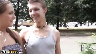 A sexy guy licks the pussies of two cute girls in a steamy scene