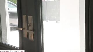 Skinny brunette takes a juicy cock in her tight ass hole, ending with cum