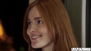 The guy licked the pussy of the red-haired girl, then fucked her hard