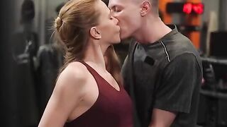 The guy practices anal sex with a natural redhead