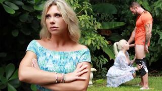 A hot blondie is crazy about soccer and makes a blowjob