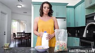 A hot threesome sex with a cute home alone babe