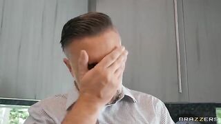 Blonde is getting fucked by real estate agent on the couch