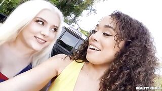 Two beautiful girls shared the quarterback's ball and cock