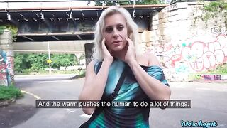Blonde mature gets banged on the city streets