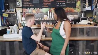 She has big tits and she is a barista
