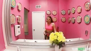 A sexy brunette gets her pussy wet with an exciting blowjob scene