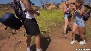 Sex on the hike, a sexual woman is fucking with strangers