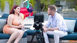 Busty pornstar Natasha Nice gets fucked in ass during an interview