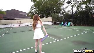 The girl received a tennis lesson from a coach and fucked