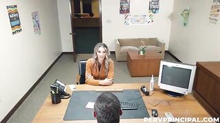 The druggie has sex with her boss on the table in office