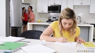 Unforgettable big natural tit threesome with role play action