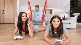 A hot girl fucked with her boyfriend in the gamer room
