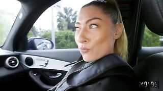 A hot and horny girl is getting fucked by a cop in the car