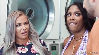 A hot girl is doing her laundry and gets fucked by a guy