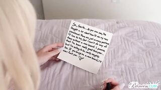 A beautiful blond girl has an orgasm on the New Year