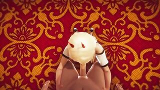 Footjob, anal creampie, facesitting, deepthroat 3D hentai animation with Power
