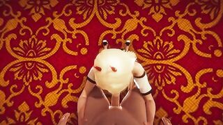 Footjob, anal creampie, facesitting, deepthroat 3D hentai animation with Power