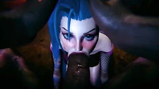 Big Black Cock fucked Jinx and Vi in a steamy 3D scene