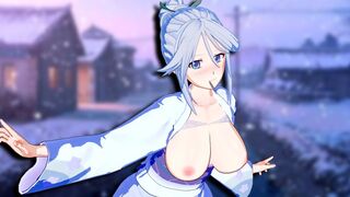 Hentai anime with Shirayuki Tomoe in 3D style