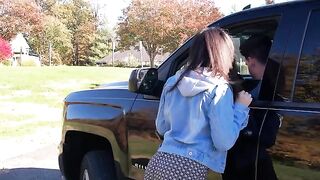 The hot girl was picked up by a driver and she had to pay