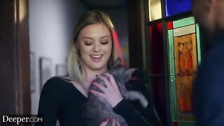 A gorgeous blonde, Amber Moore, is getting fucked by a man in uniform
