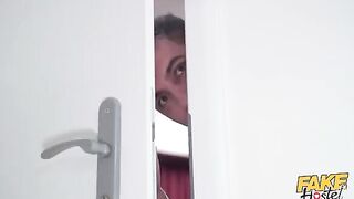 The prostitute works in the forge and has sex with two clients
