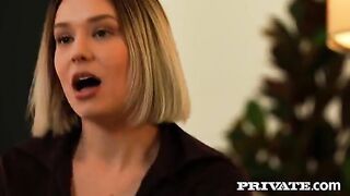 Appetizing girl in the mood for double pleasure with two guys