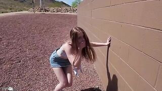 Redhead young girl experienced sweet and joyful sex