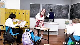 The guy checked the strength of mouth-watering student after the exam