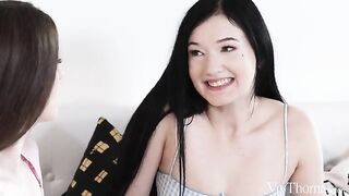 Girl carefully puts her finger in her friend’s tight ass hole, exploring deeply