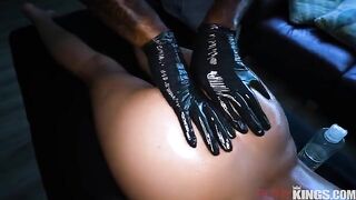 Massage and intimate play with a hairy girl
