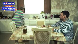 The guy is fucking his pregnant brother's wife, a famous Russian MILF