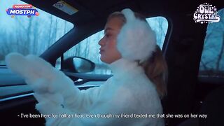A beautiful and sexy college girl gets fucked by a stranger in his car