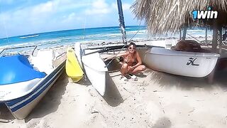 A couple experienced passion on a risky nude beach