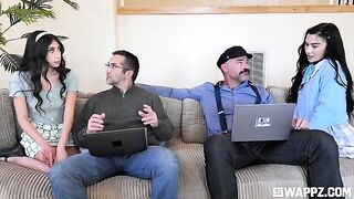Sex party with young girls on the couch, an elite babe experience