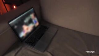 Watching porn on Pornhub made her horny, so she got fucked hard
