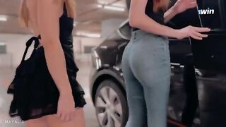 Two cute girls are having fun, can the hood hold them?