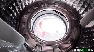 A girl got a vibration from the washing machine and had to have sex