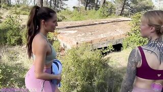 The guy arranged a passionate sex in the woods with his girlfriends