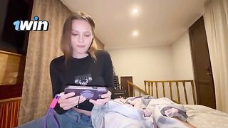 The stepbrother pleased his stepsister in a special way, fulfilling her desires