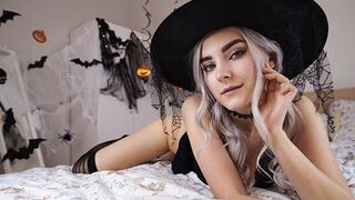 A cute witch waits for the magic of sex and cum