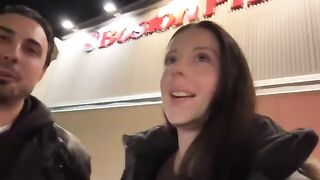 The guy checked the strength of the girl's throat in an unexpected place