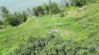 Instead of a picnic, they decided to fuck in the field