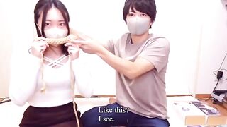 A girl tied up with ropes and got fucked by a vibrator and pressure device