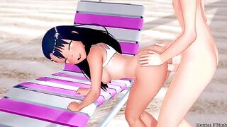 Nagatoro gets fucked on the beach after blowing job
