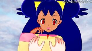 Iris captured and used a Pokémon for her desires in this hentai