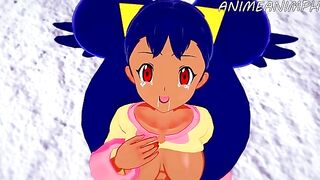 Iris captured and used a Pokémon for her desires in this hentai